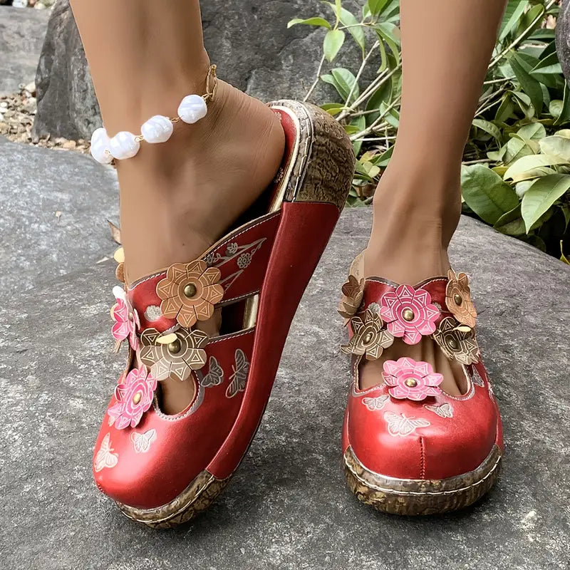 Ninette™ - Sandales rétro élégantes avec détail floral