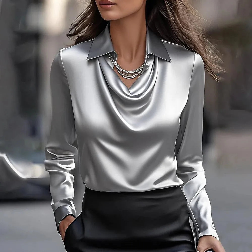 Josee™ - Blouse à éclat luxueux avec col à plis