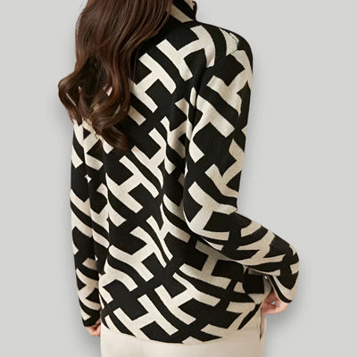 Ida™ - Pull élégant à motif noir et blanc