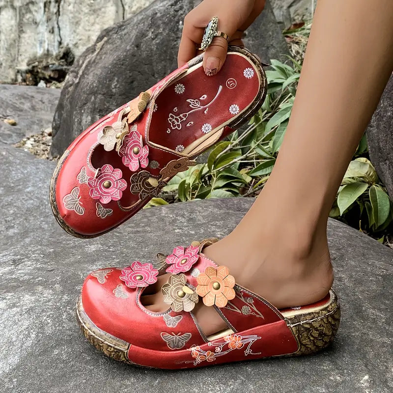 Ninette™ - Sandales rétro élégantes avec détail floral