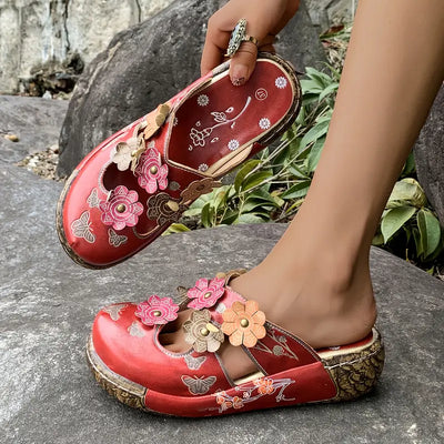 Ninette™ - Sandales rétro élégantes avec détail floral