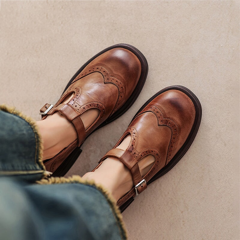 Ambra™ - Mary Janes Élégantes en Cuir