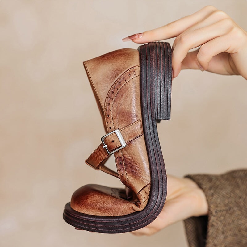 Ambra™ - Mary Janes Élégantes en Cuir