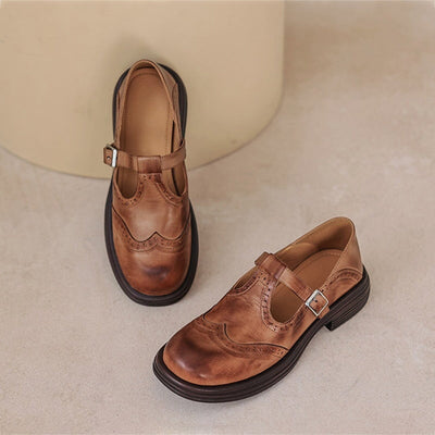 Ambra™ - Mary Janes Élégantes en Cuir