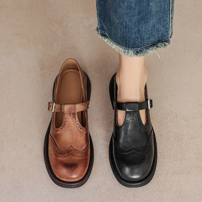 Ambra™ - Mary Janes Élégantes en Cuir