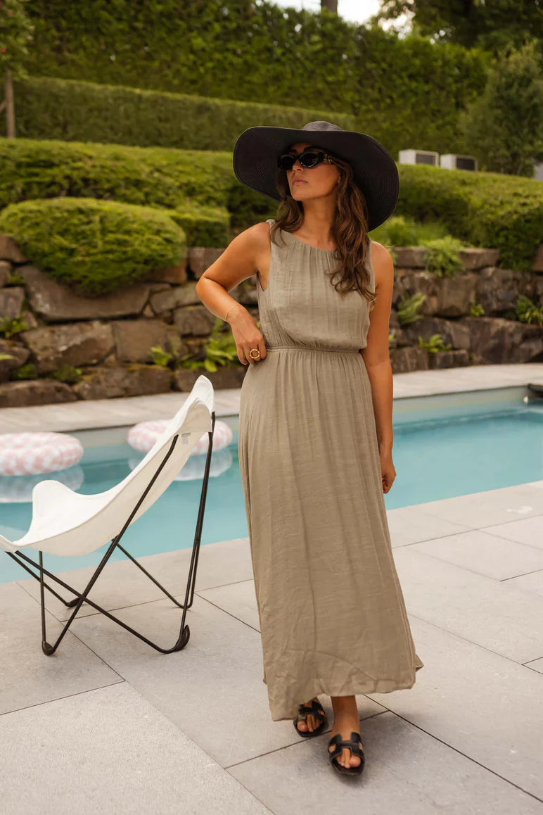 Abrielle™ - Robe d’été kaki élégante
