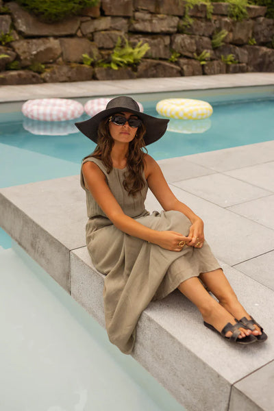 Abrielle™ - Robe d’été kaki élégante