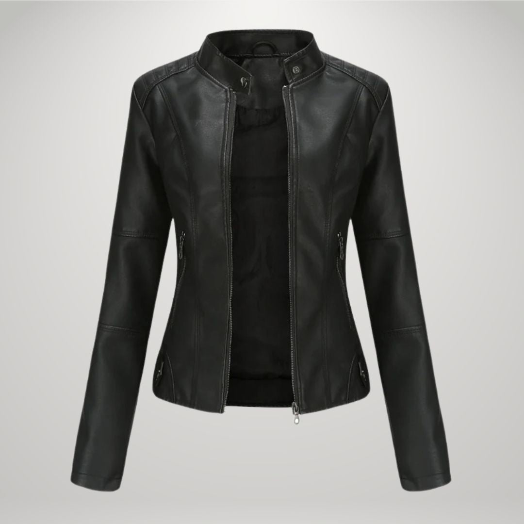 Joella™ - Veste femme noire zippée aux lignes chic